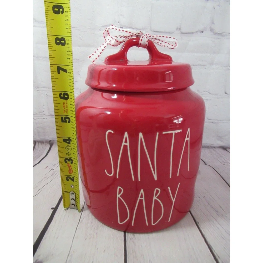 Rae Dunn Red w/ white Santa Baby Christmas kitchen canister or Cookie‎ Jar NEW